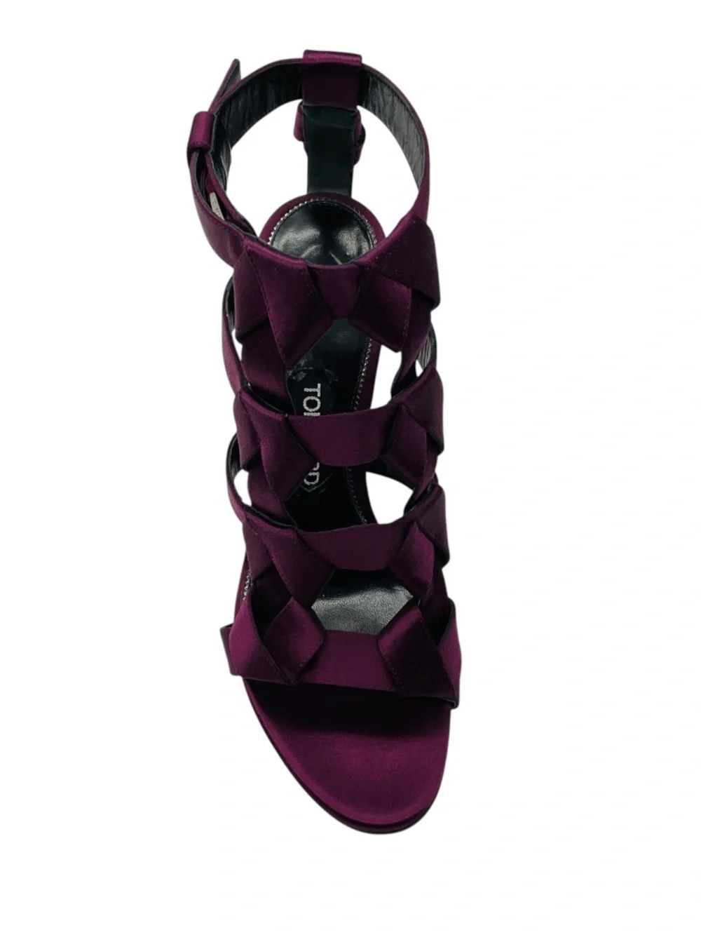 TOM FORD PURPLE KNOT DETAIL SATIN CAGED SANDALS